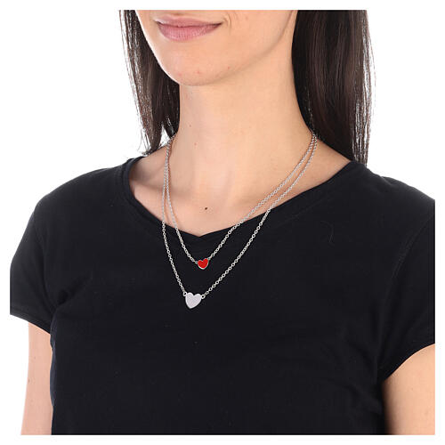 Collier double avec deux coeurs petit rouge argent 925 Collection HOLYART 3