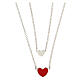 Double necklace with hearts, big heart in red enamel, 925 silver, HOLYART Collection s1