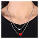 Double necklace with hearts, big heart in red enamel, 925 silver, HOLYART Collection s2