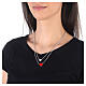 Double necklace with hearts, big heart in red enamel, 925 silver, HOLYART Collection s3