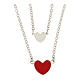 Collier double avec deux coeurs grand rouge argent 925 Collection HOLYART s1