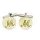 Round mother-of-pearl cufflinks with golden Marian symbol s1