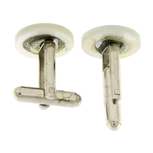 Round mother-of-pearl Marian symbol cufflinks 2