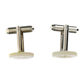 Cufflinks with Maltese cross, white mother-of-pearl