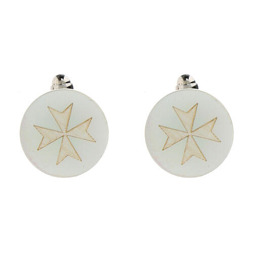 Cufflinks with Maltese cross, white mother-of-pearl 1