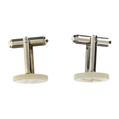 Cufflinks with Maltese cross, white mother-of-pearl 2