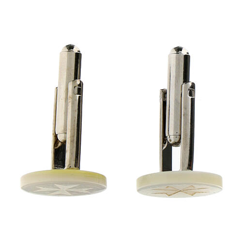 Cufflinks with Maltese cross, white mother-of-pearl 3