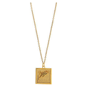 Necklace with ear of wheat pendant, gold plated 925 silver, HOLYART Collection