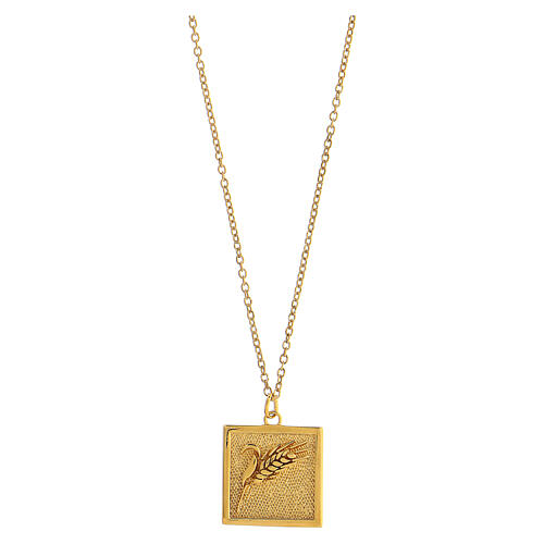 Necklace with ear of wheat pendant, gold plated 925 silver, HOLYART Collection 1
