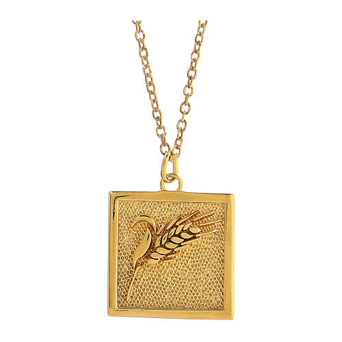 Necklace with ear of wheat pendant, gold plated 925 silver, HOLYART Collection 1