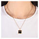Necklace with square pendant, ear of wheat on black enamel, gold plated 925 silver, HOLYART Collection s2