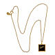 Necklace with square pendant, ear of wheat on black enamel, gold plated 925 silver, HOLYART Collection s5