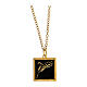 Necklace with square pendant, ear of wheat on black enamel, gold plated 925 silver, HOLYART Collection s1