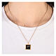 Necklace with square pendant, ear of wheat on black enamel, gold plated 925 silver, HOLYART Collection s2