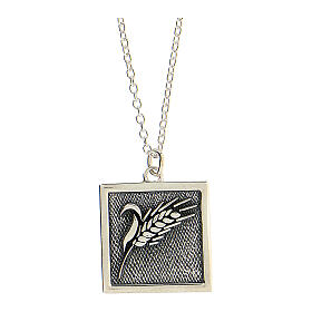 Necklace with ear of wheat pendant, burnished 925 silver, HOLYART Collection