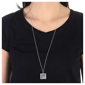 Square pendant necklace in burnished 925 silver wheat spike HOLYART Collection
