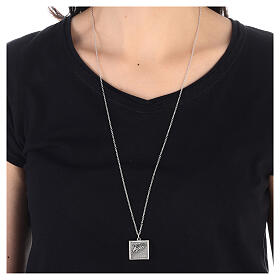 Square pendant necklace in burnished 925 silver wheat spike HOLYART Collection