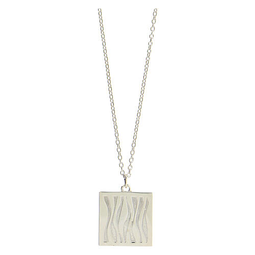 Square pendant necklace in burnished 925 silver wheat spike HOLYART Collection 3