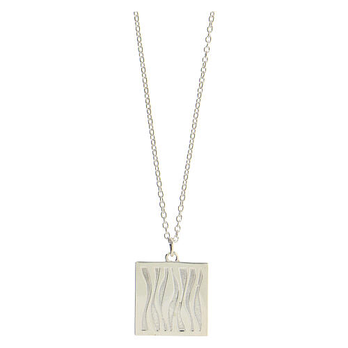 Square pendant necklace in burnished 925 silver wheat spike HOLYART Collection 5