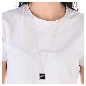 Collana argento 925 spiga pendente quadrato nero HOLYART Collection