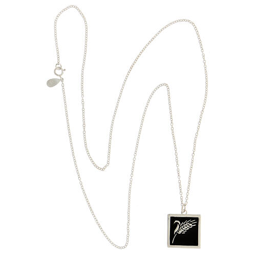 Collana argento 925 spiga pendente quadrato nero HOLYART Collection 4