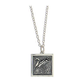 Collier avec pendentif carré bruni épi argent 925 Collection HOLYART