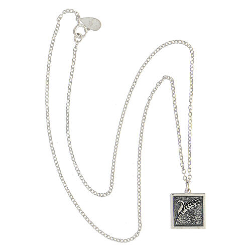 Collier avec pendentif carré bruni épi argent 925 Collection HOLYART 3