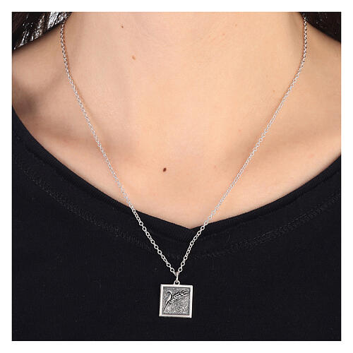 Collana pendente quadrato brunito spiga argento 925 HOLYART Collection 2