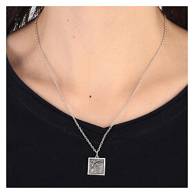 925 sterling silver burnished square pendant necklace wheat HOLYART Collection