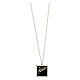 Necklace with square pendant, ear of wheat on black enamel, 925 silver, HOLYART Collection s1