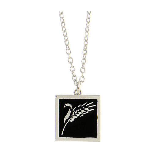 Collier avec pendentif carré noir épi argent 925 Collection HOLYART 1