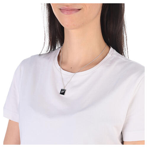 Collier avec pendentif carré noir épi argent 925 Collection HOLYART 3