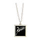 Black square pendant necklace wheat spike in 925 silver HOLYART Collection s1