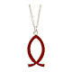 Necklace with red fish-shaped pendant, 925 silver, HOLYART Collection s1