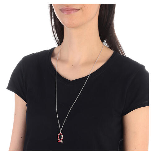 Collier avec pendentif poisson rouge argent 925 Collection HOLYART 3