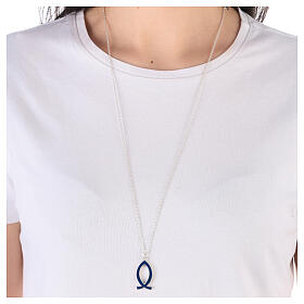 Collier avec pendentif poisson bleu argent 925 Collection HOLYART