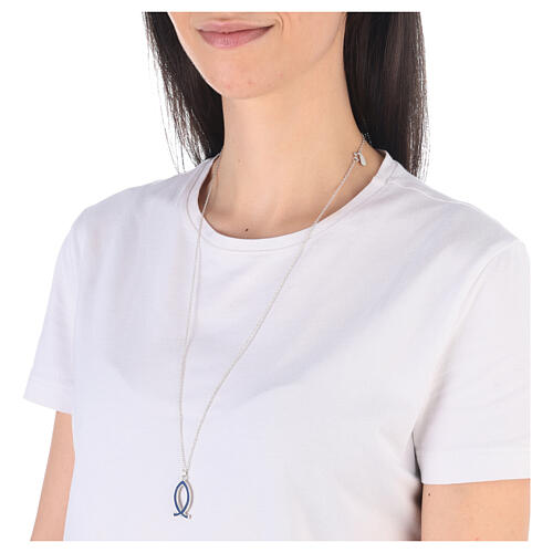 Collier avec pendentif poisson bleu argent 925 Collection HOLYART 3