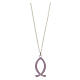 Necklace with lilac fish-shaped pendant, 925 silver, HOLYART Collection s1