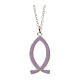 Necklace with lilac fish-shaped pendant, 925 silver, HOLYART Collection s1