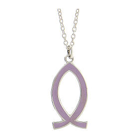 Collier avec pendentif poisson lilas argent 925 Collection HOLYART