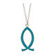 Necklace with light blue fish-shaped pendant, 925 silver, HOLYART Collection s1