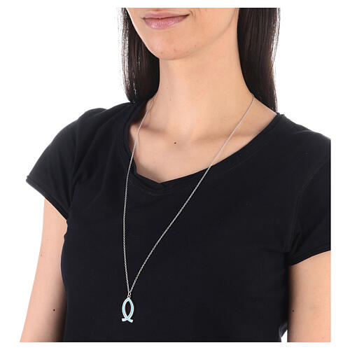 Collier avec pendentif poisson bleu ciel argent 925 Collection HOLYART 3