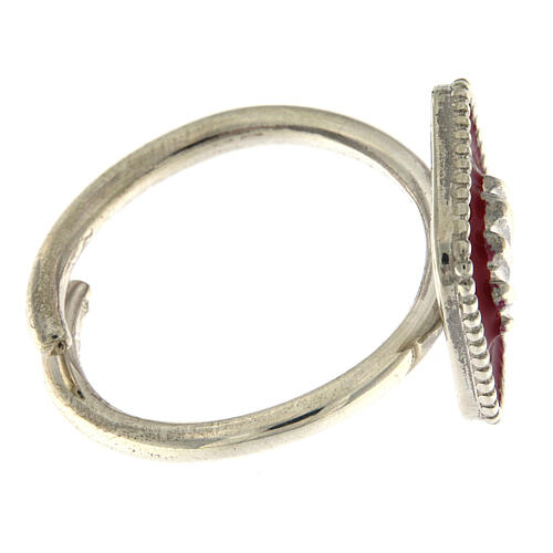 Größenverstellbarer Ring, rot, Jakobsmuschel, aus 925er Silber, HOLYART Collection 5