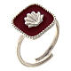 Adjustable ring, shell on red enamel, 925 silver HOLYART Collection s1