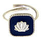 HOLYART Collection verstellbarer Ring aus Silber 925 mit Muschelschale auf blauem Hintergrund s3