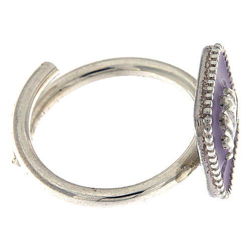 Adjustable ring, shell on lilac enamel, 925 silver HOLYART Collection 5