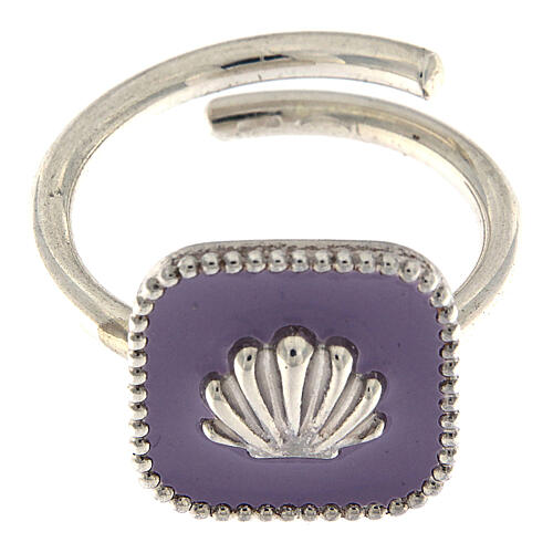 Adjustable lilac shell ring in 925 silver HOLYART Collection 3