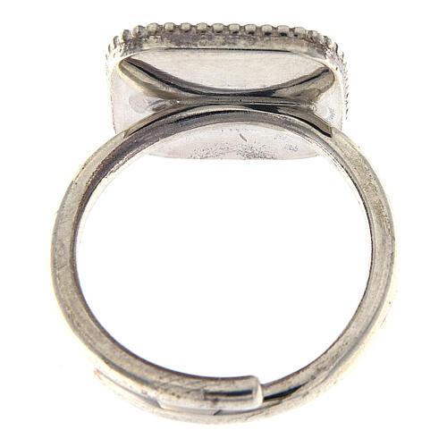 Adjustable ring, shell on light blue enamel, 925 silver HOLYART Collection 6