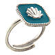 Adjustable ring, shell on light blue enamel, 925 silver HOLYART Collection s1