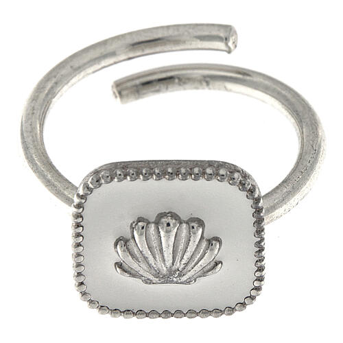 Größenverstellbarer Ring, weiß, Jakobsmuschel, aus 925er Silber, HOLYART Collection 3